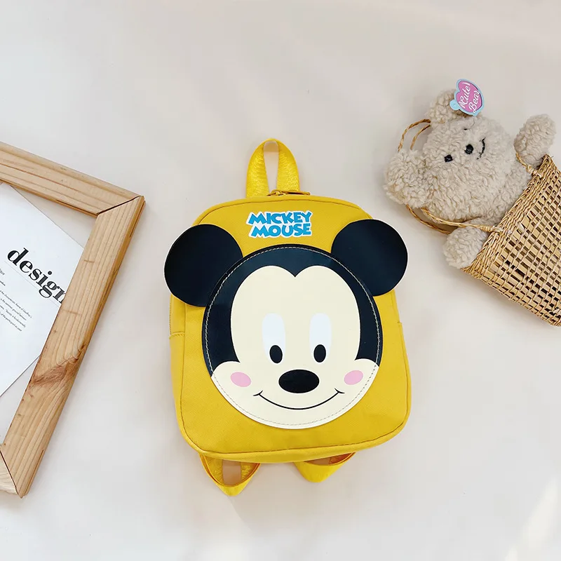 1-3 Jahre Kinder kleine Schult aschen lässig einfarbig Nylon Haut Rucksäcke für Baby Mädchen Jungen Marke Cartoon niedlichen Mickey Maus Taschen