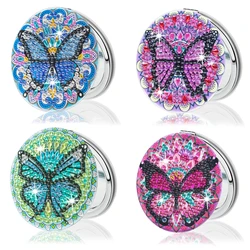 1pc/Set DIY Butterfly Diamond Painting Mirror Kits for Adults Double Sided Portable Folding Butterfly Diamond Art Pocket Mirrors