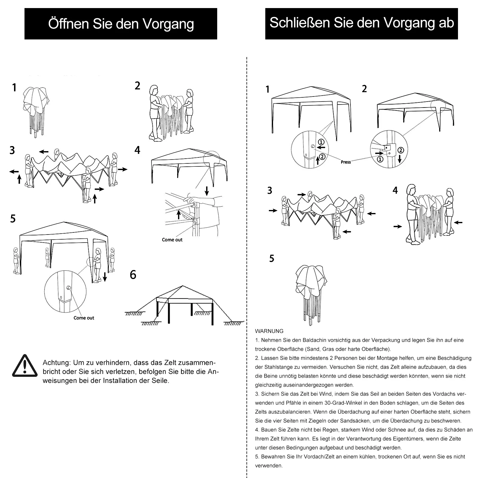 3x3 m Pop-Up Pavillon, Faltpavillon, wasserdicht, Anti-UV Gartenzelt, Partyzelt mit Tragetasche, für Strand Camping Markt