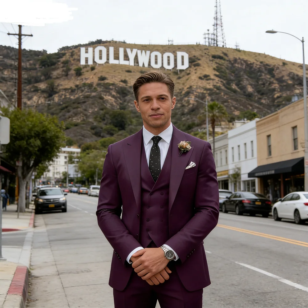 

Novo Beige Business Smoking 3-Piece Male Terno Unique Breasted Wedding Groomsmen Formal Suit Jacket Vest Pants Set