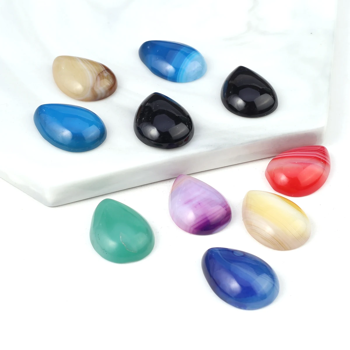 10PCS Water Droplets Shape Natural Stone Cabochon Interface No Hole Beads DIY for Making Necklace Ring Jewelry Accessories