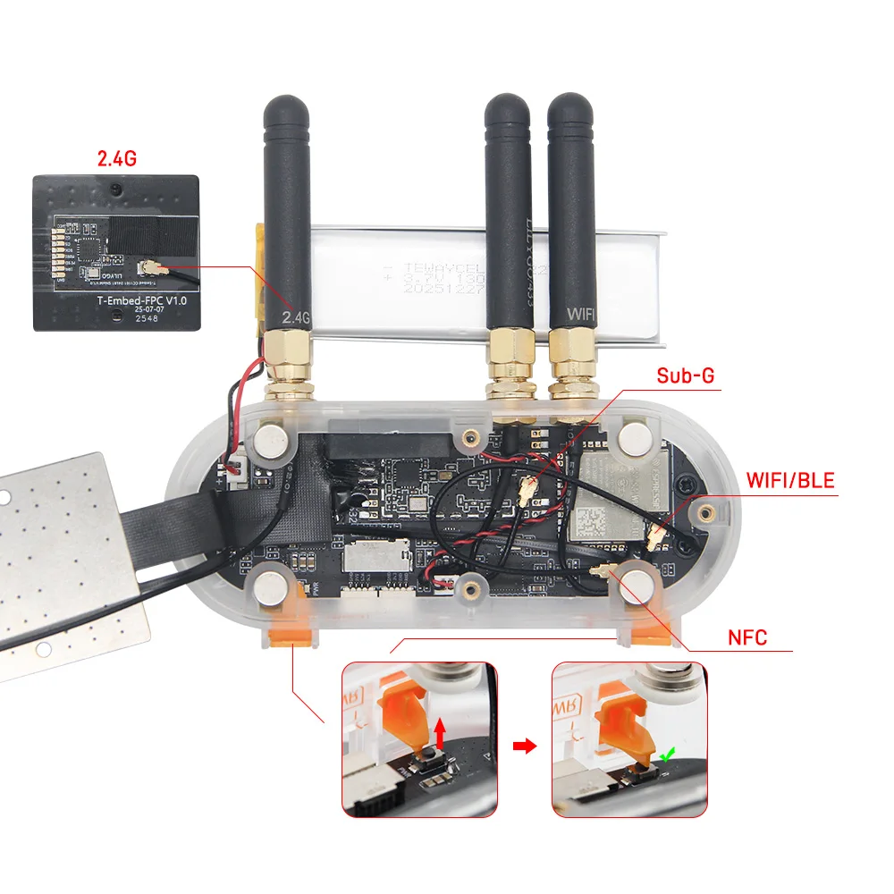 LILYGO ® T-Embed CC1101 Plus Externes Antennen-Upgrade-Gehäuse-Kit mit Antenne für interne Antennenversion – Detail 2