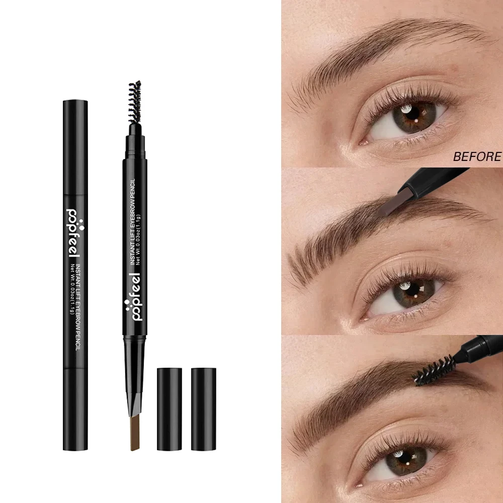 POPFEEL Waterproof Dual-Ended Eyebrow Pencil - Long-Lasting, Sweat-Resistant Formula for Defined and Structured Brows，Beginners。