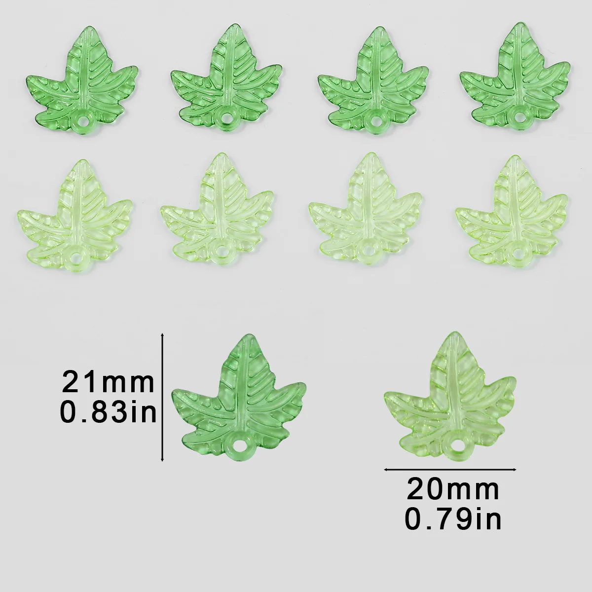 21 × 20 مللي متر الأخضر مابل ليف الاكريليك قلادة فضفاض الخرز لصنع المجوهرات سوار DIY بها بنفسك الأقراط اليدوية المفاتيح اكسسوارات