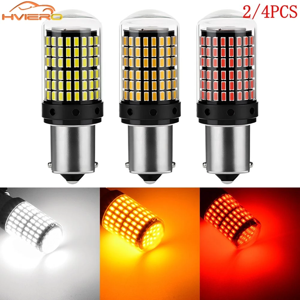 

2/4pcs 1156 BA15S P21W 1157 BAY15D P21/5W LED Bulb CANBUS 3014 144SMD 12V Ultra Bright Car Tail Brake Reverse Turn Signal Lights