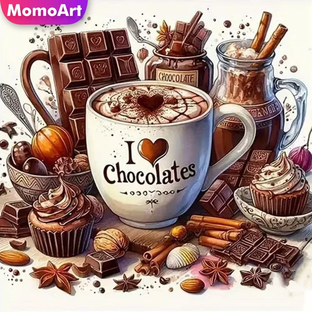 Momoart New Arrival Diamond Painting Chocolate Coffee Cup DIY Cross Stitch Kits Diamond Mosaic Cake Embroidery Home Decoration