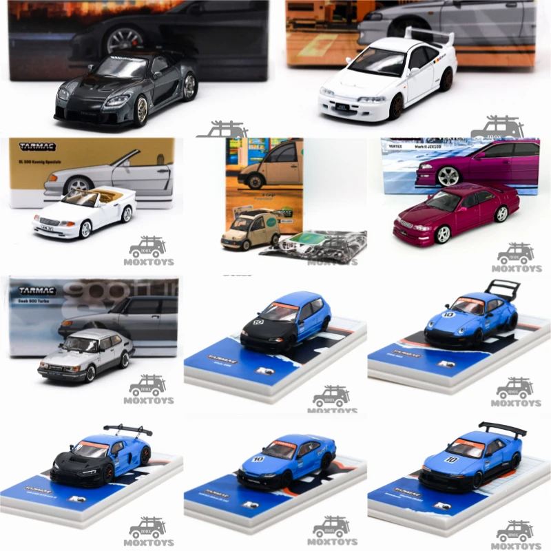 Tarmac Work TW 1:64 Skyline R32 Civic EG6 Saab 900 Turbo S15 S-Cargo DC2 Diecast نموذج سيارة