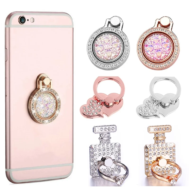 Fashion Shiny Diamond Phone Ring Stand Luxury Metal Finger Holder Gift Mobile Phone Stand Anti-Lost for IPhone Samsung Xiaomi