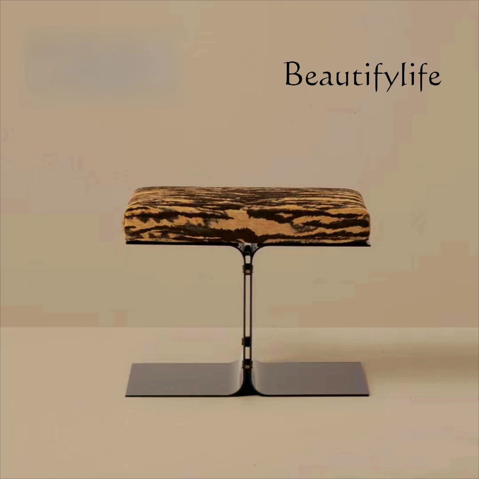 Tiger pattern metal ottoman Italian light luxury pedal creative custom dressing small stool chair designer