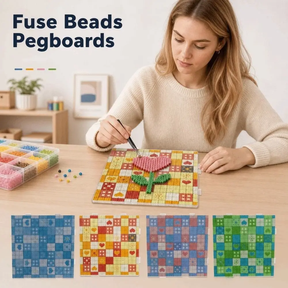 78x78/104x104Pins Fuse Beads Pegboards Heart 2.6mm Beads Hama Beads Pegboards Grid Design Heat Resistant Fuse Beads Boards