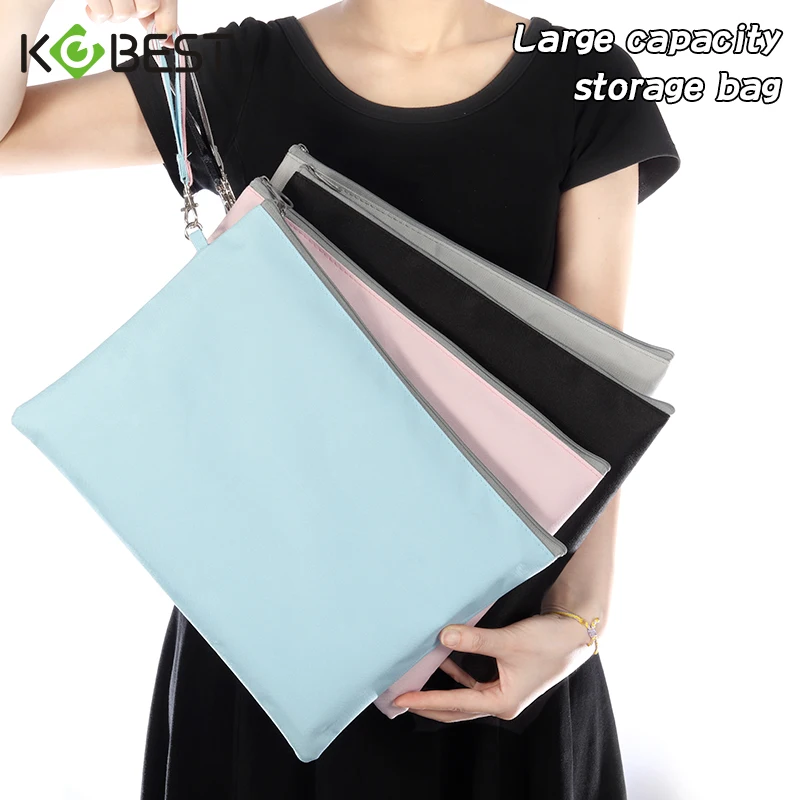 Hot A4 Four Colors Optional Tote Zip Bag Large Capacity Information Cloth Storage File Students