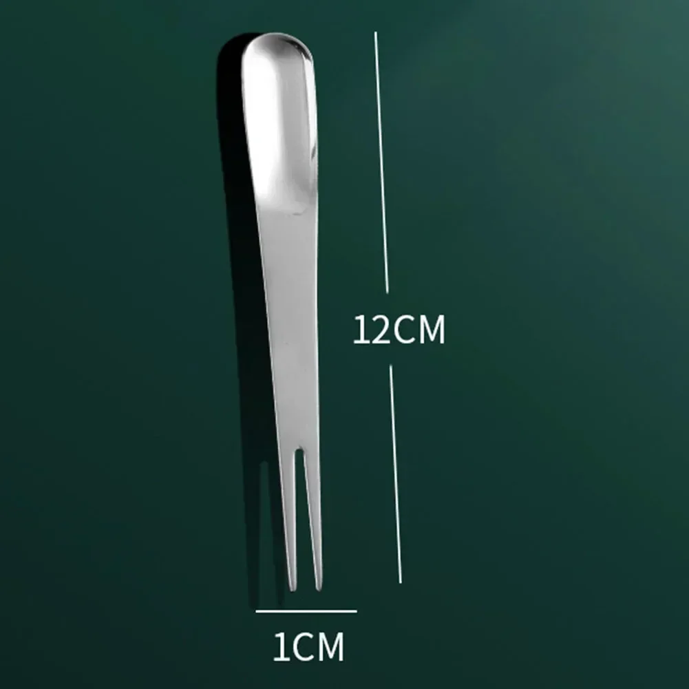 Fruit Fork Cake Fork Spoon Dessert Fruit Fork Fruit Cake Fork Spoon Multifunction Stainless Steel 12*1cm Cakes 1PC