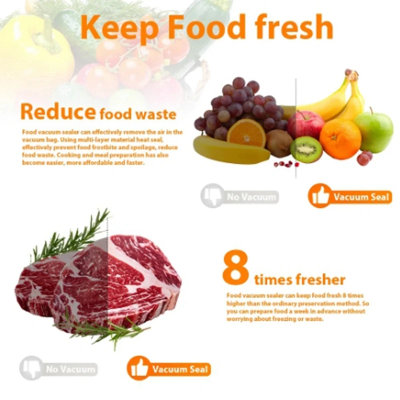 Vacuum Sealer Packaging Machine Food Vacuum Sealer With 10Pcs Vacuum Bags Household Vacuum Food Sealing Durable US PLUG