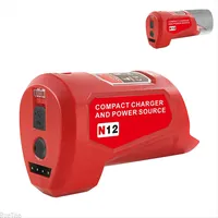 N12 Battery Power Source Adapter for Milwaukee 12V M12 Battery Power Wheel Charger Adapter with 12V DC Port USB2.0 Port