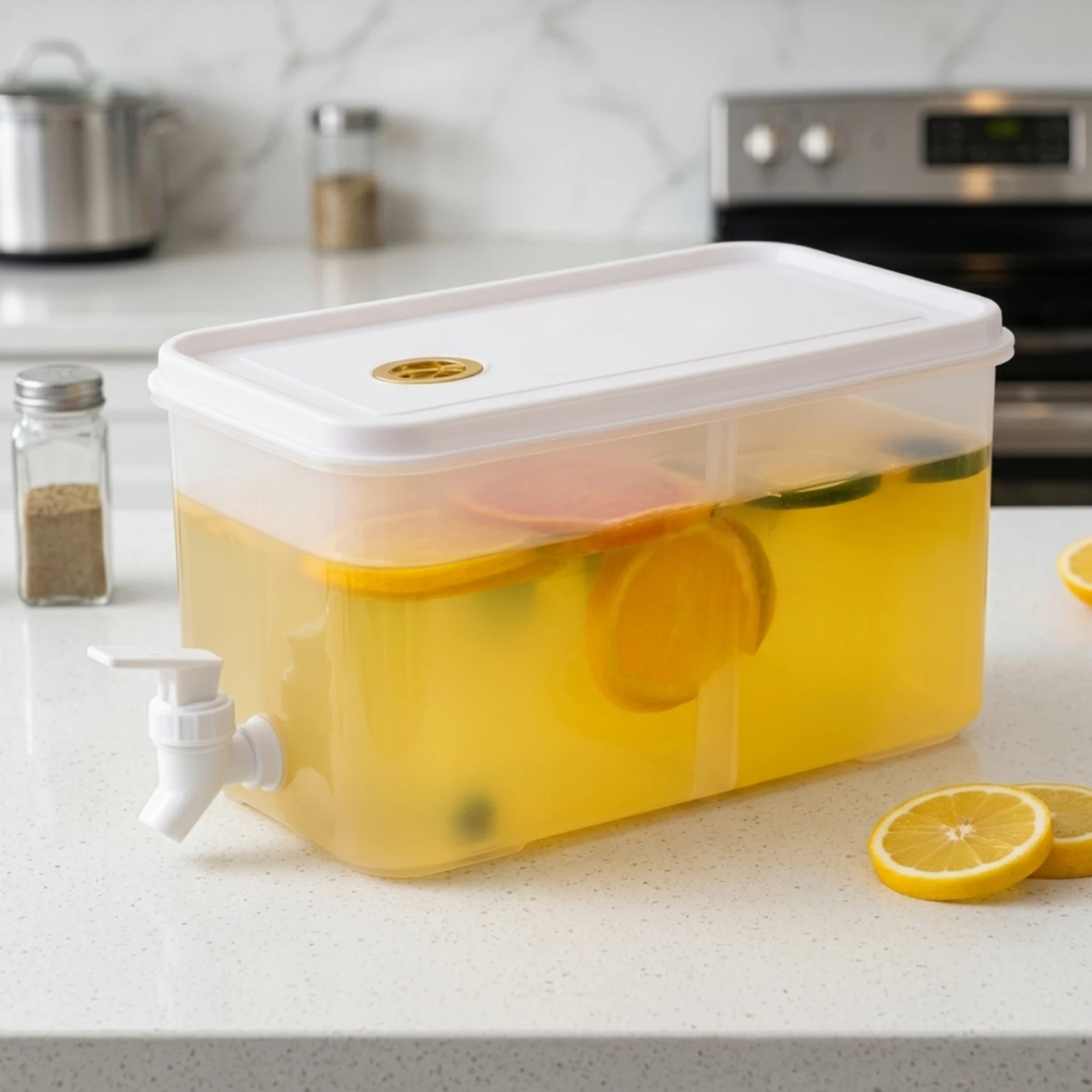Beverage Dispenser with Tap Rectangular Beverage Dispenser with Spigot Jug Wide-Mouth Container Slim