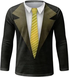 Realistic Suit Tuxedo 3D Printed Pattern T-Shirt Men Long Sleeve Casual Fashion T shirt Sweatshirt Breathable Streetwear Tshirt