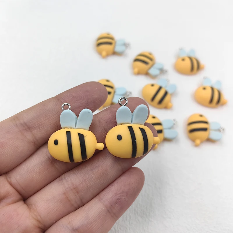 10pcs Cartoon Simulated Insect Bee Charms for Jewelry Making Kawaii Resin Pendants Crafts Decor DIY Earring Keychain C983