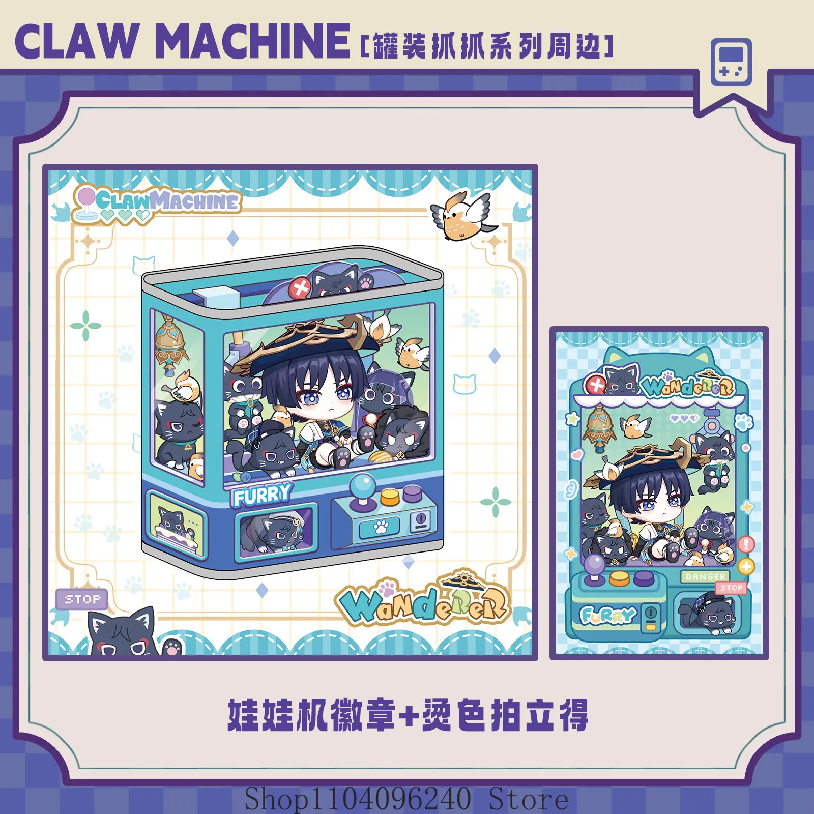 Genshin Impact Scaramouche Wanderer Focalors Furina Claw Machine Themed Badges Polaroid Anime Cosplay Halloween view 2
