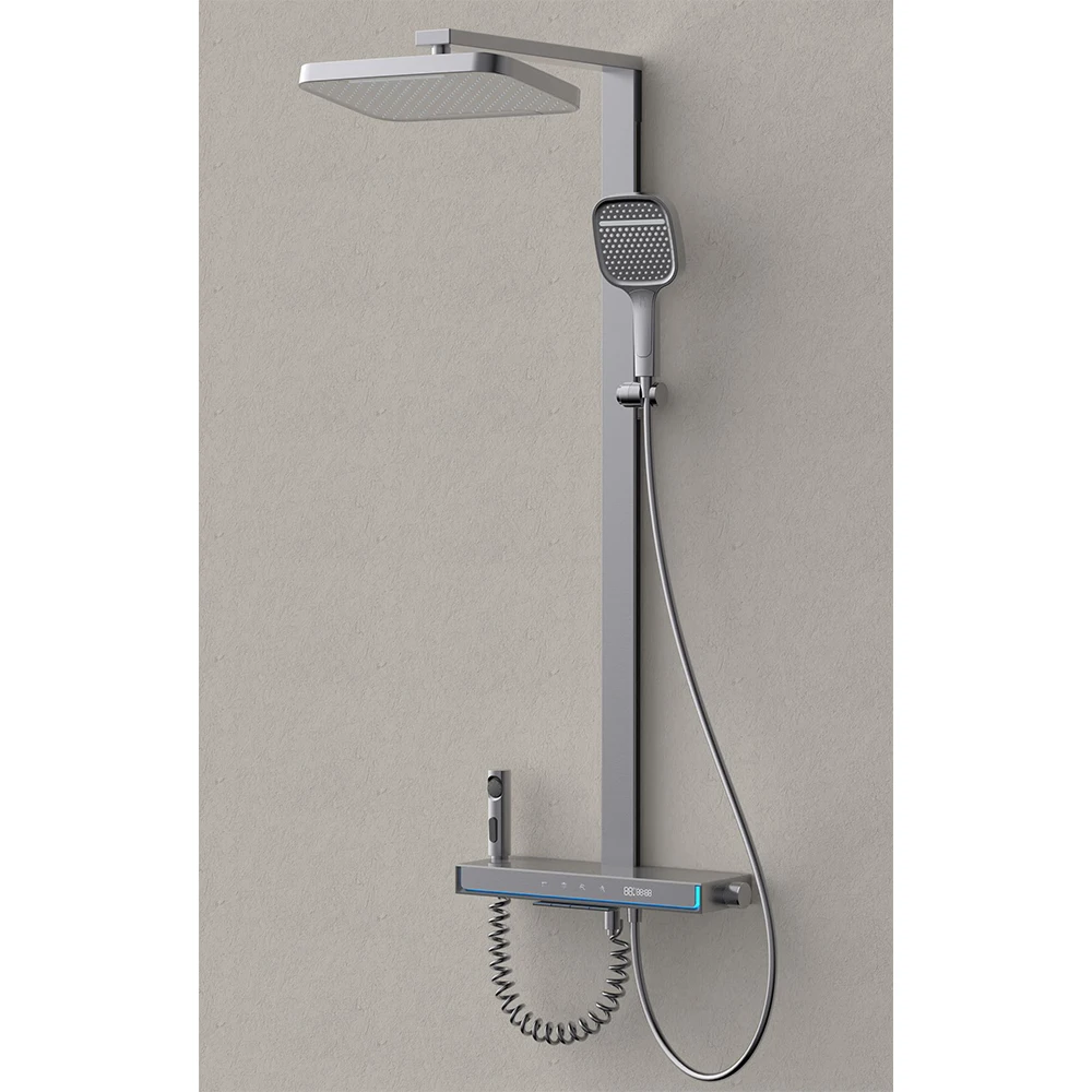 Piano Key Bathroom Digital Display Faucet Shower Set Wall-Mounted 4-Function Faucet Smart Shower Set