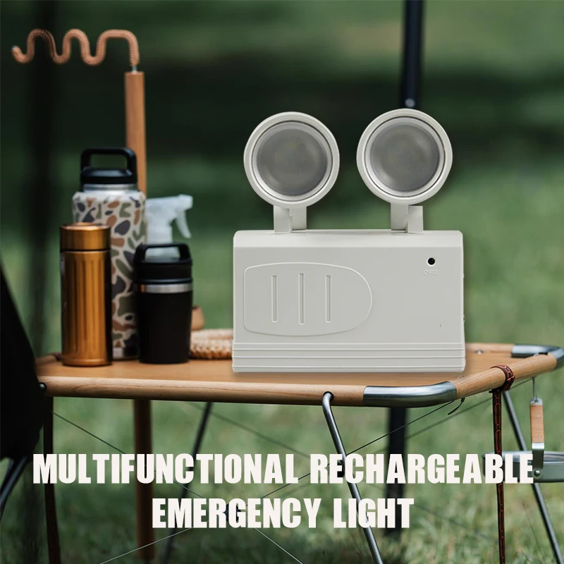 Double Head Emergency Light Wall-mounted Fire Fighting LED Lamp Rechargeable Portable Work Maintenance Lighting for Power Outage
