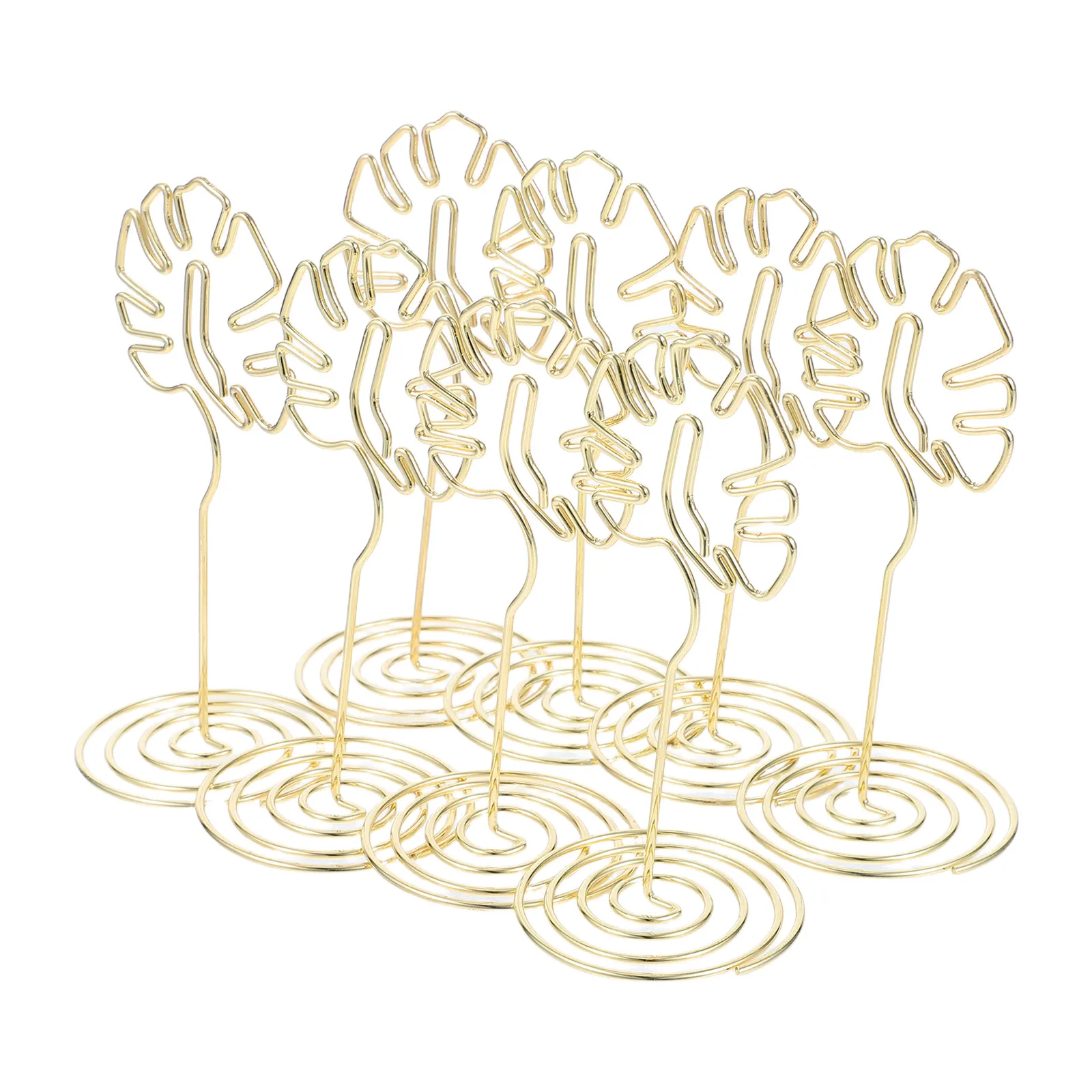

8pcs Holder Wedding Supplies Monstera Metal Stand Desk Accessories Memo Holder Wedding Table Number Memo Wire Clips
