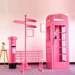 Custom london telephone booth pink telephone booth Outdoor art decoration pink telephone booth photography props for wedding