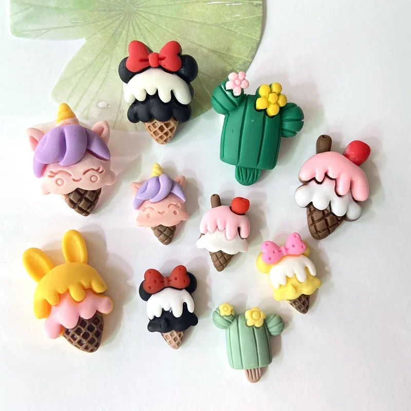 50Pc/20Pcs All Size Ice Cream Applique Planar Cactus Resin Cabochon Simulation Material Baby Home Decor DIY Wedding Jewelry Make