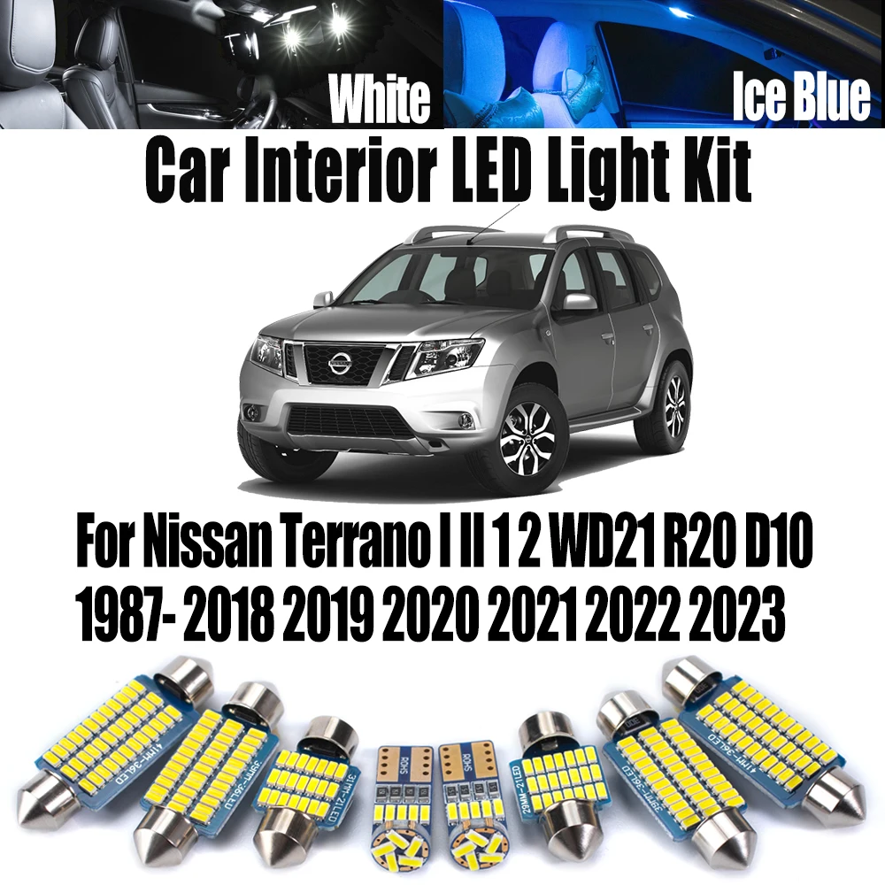 Car LED Interior Map Dome Reading Plate Light Kit Canbus For Nissan Terrano I II 1 2 WD21 R20 D10 1987- 2019 2020 2021 2022 2023