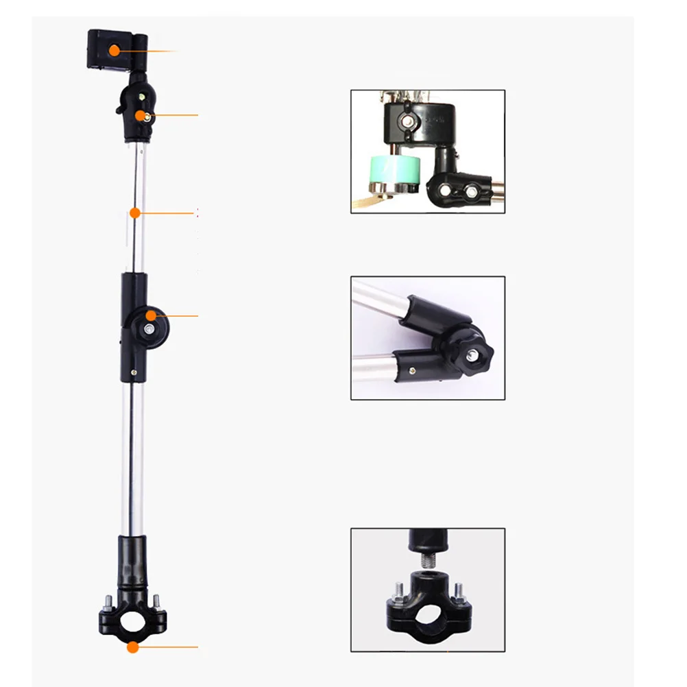 

Stainless Steel Bike Umbrella Bracket Adjustable Height Telescopic Rod Bike Stroller Pram Umbrella Stand Holder Black for Rain