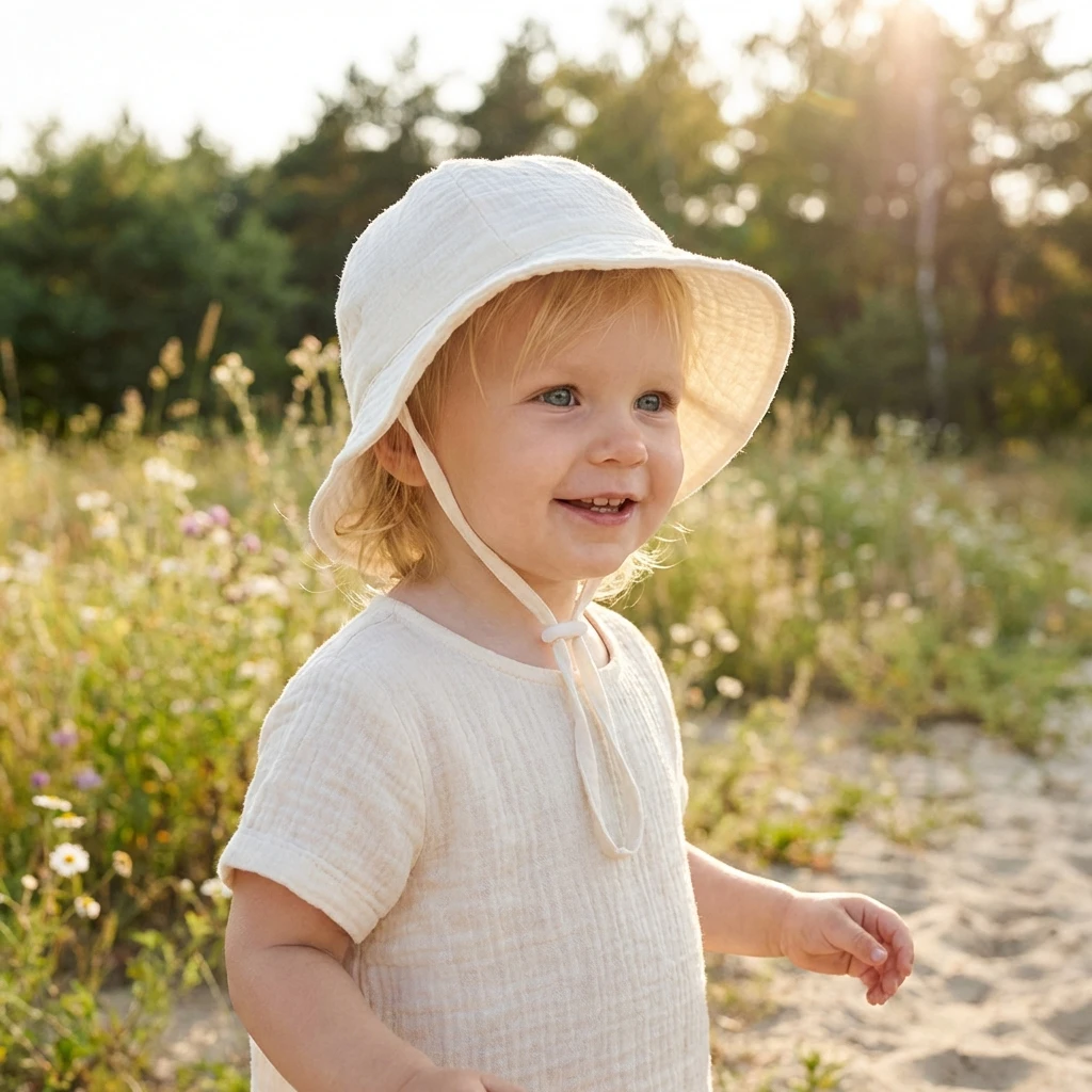 INS Baby Pure Cotton Basin Hat Sun-Protective Breathable Baby Fisherman Hat Solid Color Children's Sun Hat