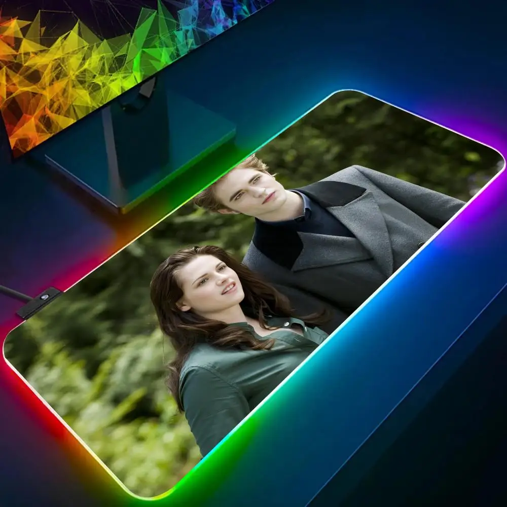 T-Twilights Mouse Pad RGB Glow Personality Picture Custom PC Table Mat Carpet Mat Game Player Dedicated LED