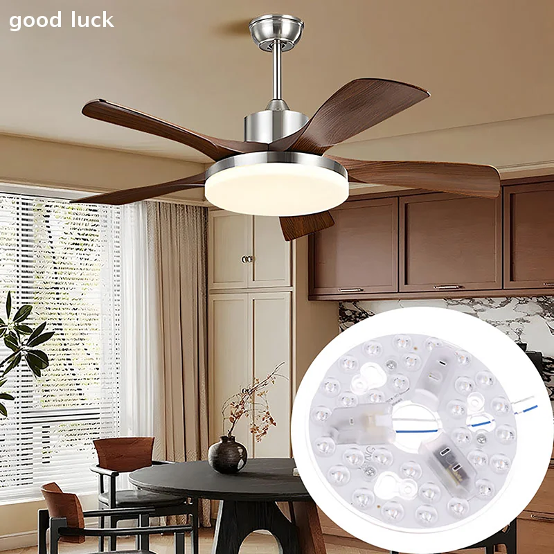 

Многофункциональный потолочный вентилятор со светодиодной подсветкой, регулируемая яркость, 5,3-дюймовый светодиодный светильник, комплект для модернизации, 95–265 В, для использования в помещении