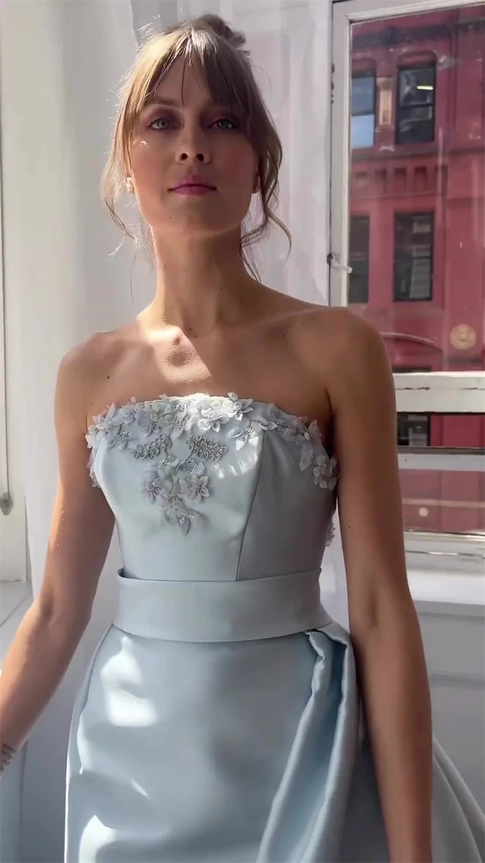 Customized Elegant Strapless Ball Gown Sweep/Brush Evening Beading S Formal Occasion vestidos de ocasión form