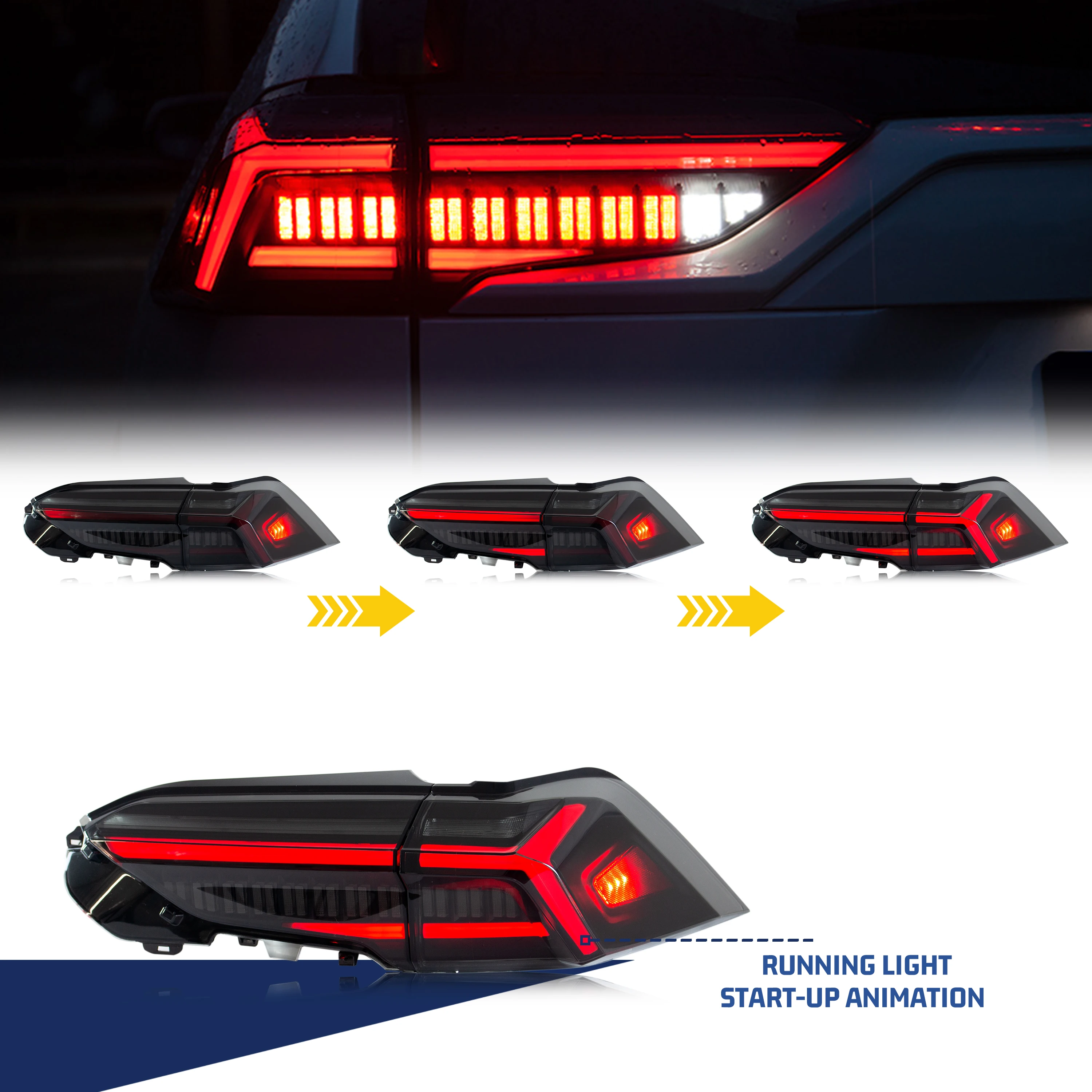 LED-Rückleuchten für Toyota RAV4 2019–2025, sequentielle Blinker, Start-up-Animation, schwarze Rückleuchten, Montage – Detail 3