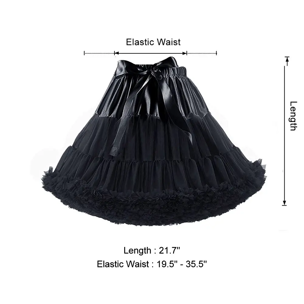 Women's Elastic Chiffon Petticoat Puffy Tutu Tulle Skirt Princess Ballet Dance Pettiskirts Underskirt Multi-Layer