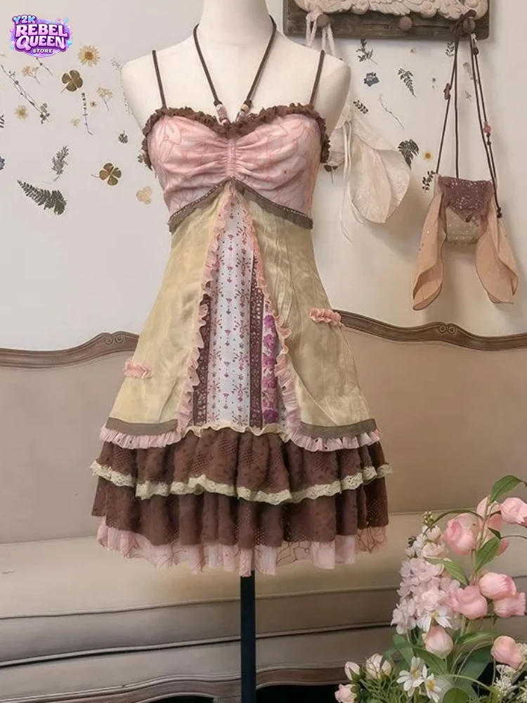 Nuevo Vestido Halter de Verano para Mujer con Estampado Floral, Adorno de Volantes en Capas, Vestido Línea A, Estilo Boho Casual para Vacaciones en la Playa