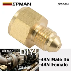 EPMAN Brass AN4 Inline Turbo Oil Feed Inlet Restrictor Fitting -4AN Male To -4AN Female 0.035