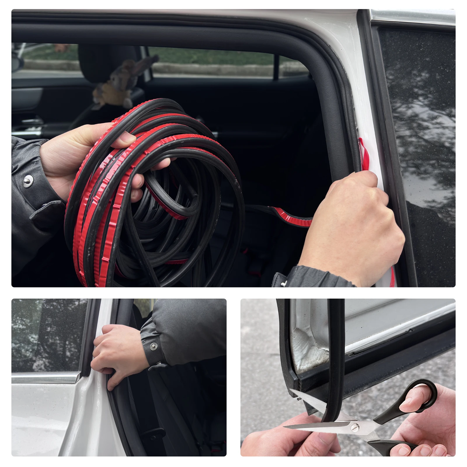 L-type Double Layer Car Door Seal Strip Rubber Noise Insulation Soundproofing Weatherstrip Protector Trunk Hood Edge Sticker