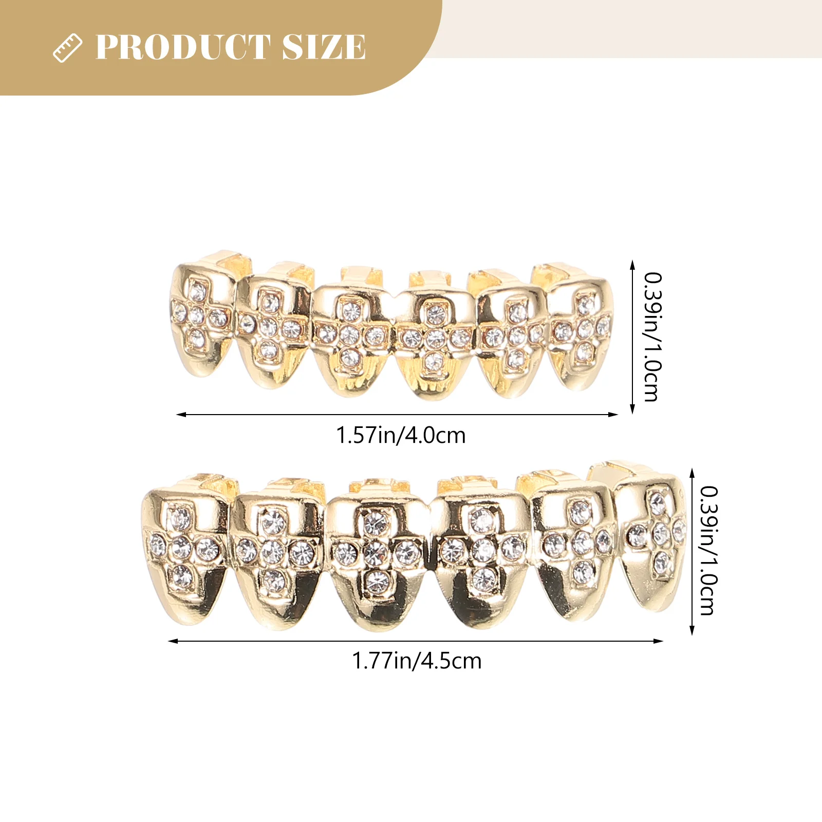 Decorative Teeth Grill Jewelry Tooth Gems for Metal Grills Golden Cosplay Hip-pop Accessories Child