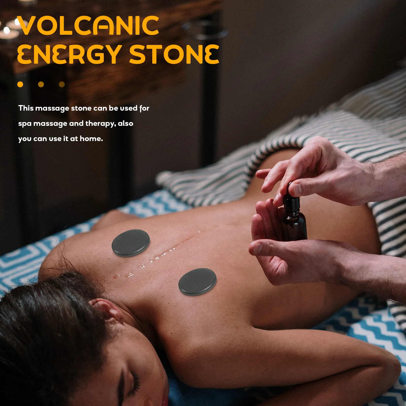 

6Pcs Black Massage Stone Volcanic Energy Spa Relaxing Healing Smooth Skin Care Oil Absorb Size 7 Massage Stones