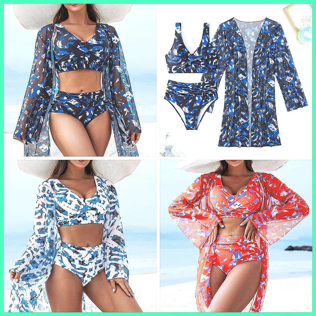 

Sexy Push Up Bikini Set High Waisted 3-Piece Swimsuit for Women Beach Pool Bathing Suit
