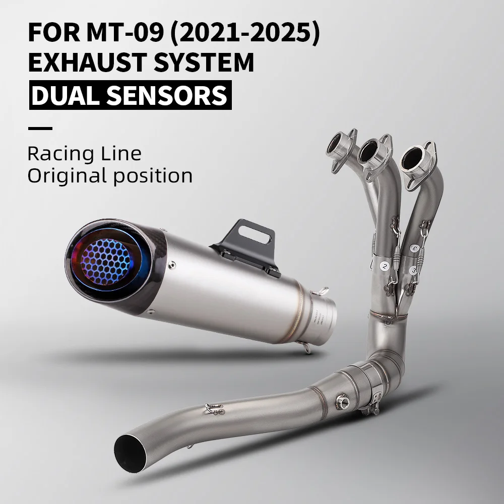 

For YZF MT09 DUAL SENSORS Full Systems Motorcross Exhaust Front Pipe Scooter Pitbike Slip on Motorcycle 2021-2025