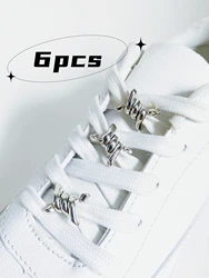 6pcs Punk Style Boots Shoe Lace Metal Decorative Buckle Detachable Accessory For Sneakers And Flat Shoes