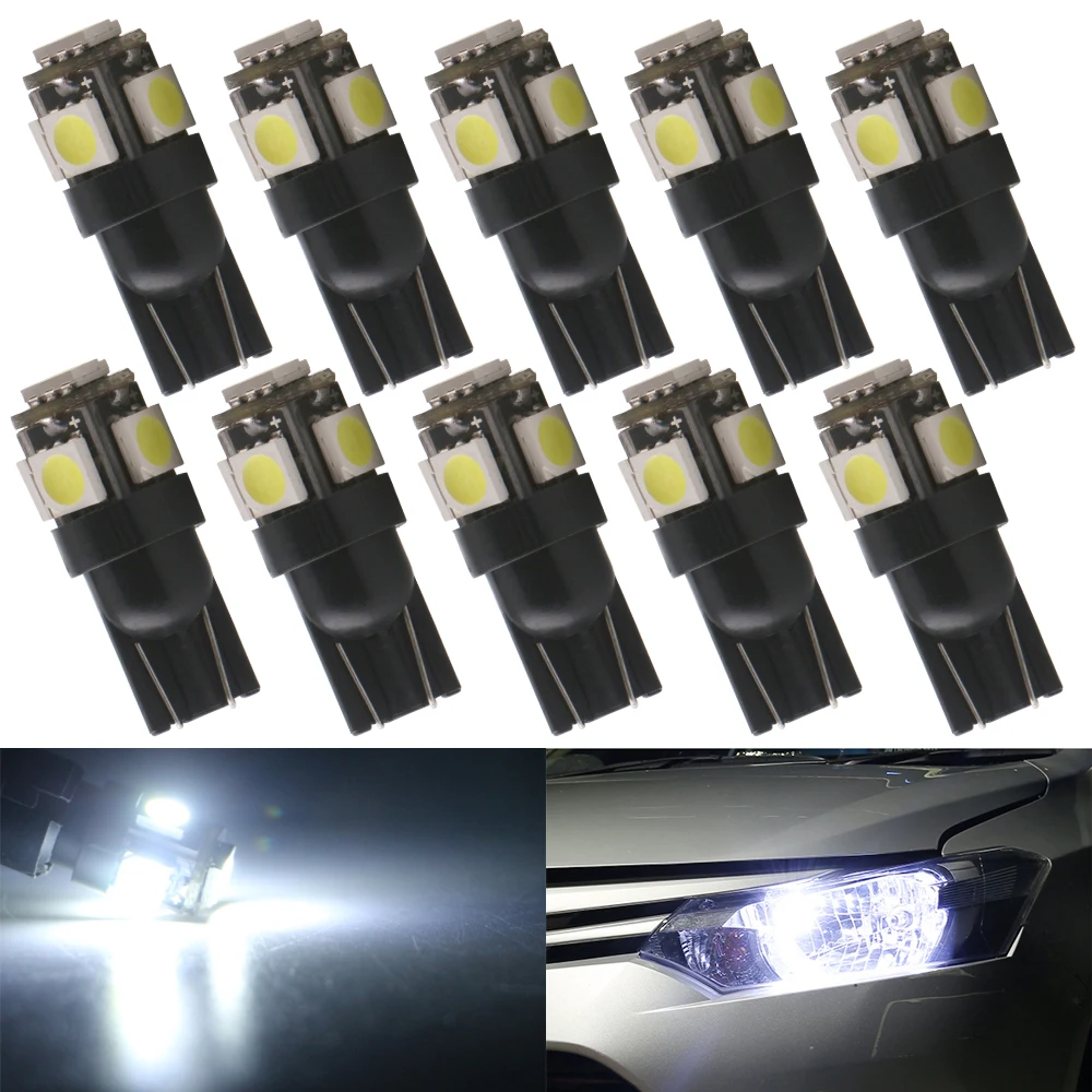 10PCS W5W T10 LED Bulbs Canbus 5050 5SMD 12V 6000K 194 168 LED Car Interior Map Dome Lights Parking Light Auto Signal Lamp