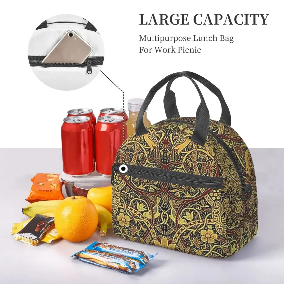 William Morris Bullerswood Insulated Lunch Bag for School Picnic Storage Food Boxes Container Cooler Thermal Lunch Box Tote