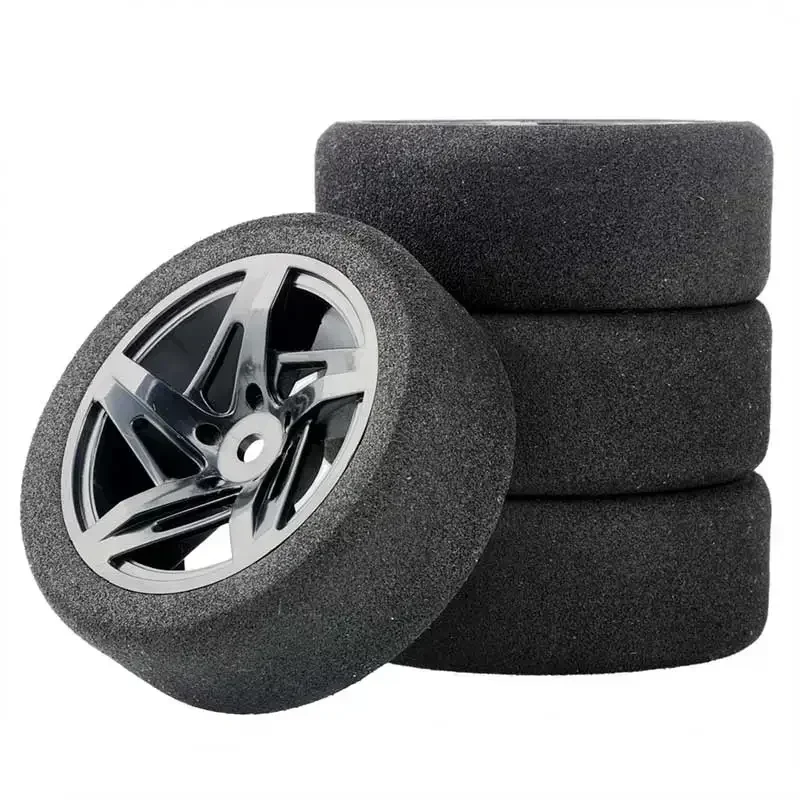 1/10 Scale Sponge Tires and Wheel Rims with 3mm Offset and 12mm Hex fit RC HSP HPI On-Road Racing Car Model Toys Accessory