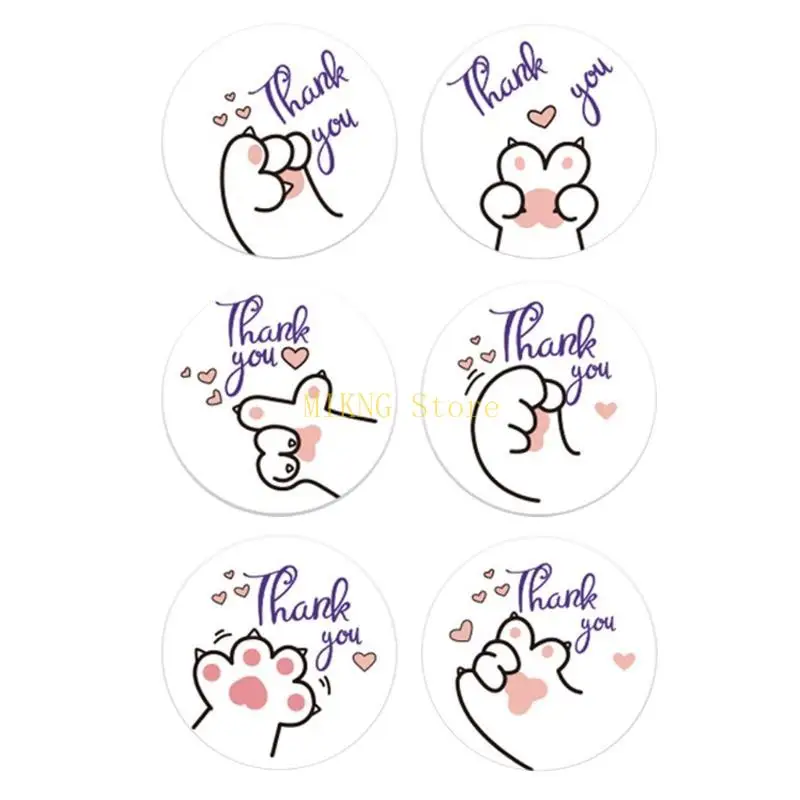 500 PCS/ロールキュートキッテンポーステッカーラベルラベルラベル幼稚園ギフトベストセールに最適