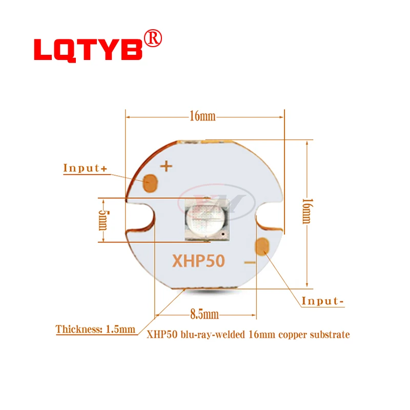 High Power XHP50.2 second generation, white, warm white, blue LED 18W voltage 3v 6v 12V, welded 16mm 20mm copper substrate