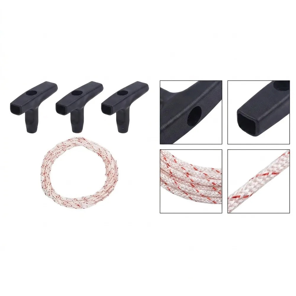 4mm Diameter 50ft Polyester Pull Cord with 2 Handles for Gas Engine Starter Recoil Systems Lawn and Garden Tools