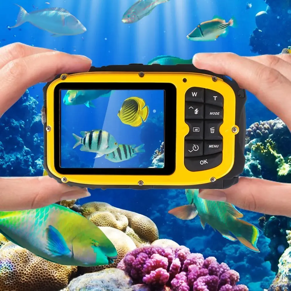 16MP HD 2.7 بوصة عرض كاميرا الحركة كاميرا رقمية 10 متر مقاومة للماء Winait كاميرا رقمية مقاومة للماء مع TF